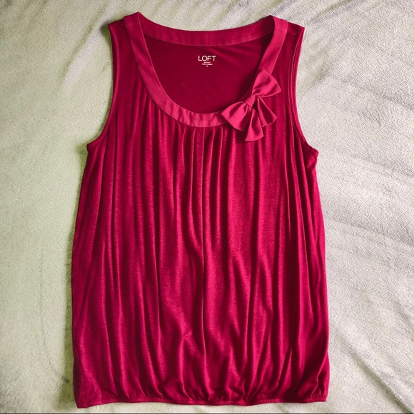 Ann Taylor Loft Maroon Bow 🎀 Tank - Picture 1 of 4